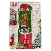 Schnauzer Dog Christmas Mittlere Geschenktüte (Rückseite)