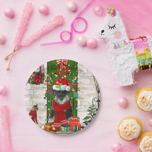 Schnauzer Dog Christmas Pappteller (Party)