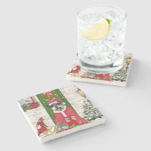 Schnauzer Dog Christmas Steinuntersetzer (Seitenansicht)