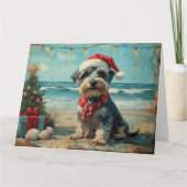 Schnauzer Dog Christmas Vintag Beach Karte (Vorderseite)