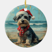 Schnauzer Dog Christmas Vintag Beach Keramik Ornament (Hinten)