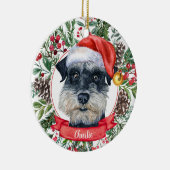 Schnauzer Dog Custom Weihnachtsmannmütze Weihnacht Keramik Ornament (Rechts)