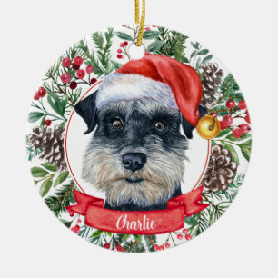 Schnauzer Dog Custom Weihnachtsmannmütze Weihnacht Keramik Ornament