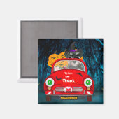 Schnauzer Dog Driving Car Beängstigend Halloween Magnet (Vorderseite/Rückseite)