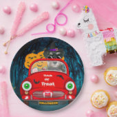 Schnauzer Dog Driving Car Beängstigend Halloween Pappteller (Party)