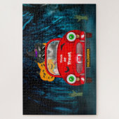Schnauzer Dog Driving Car Beängstigend Halloween Puzzle (Vertikal)