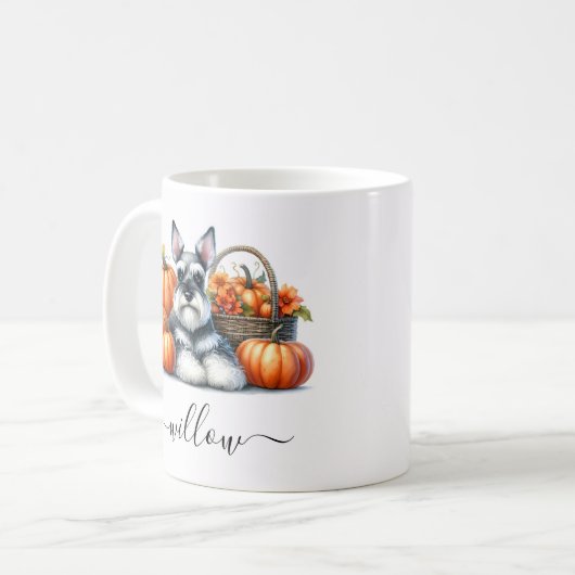 Schnauzer Dog Fall Tasse mit Personalisiertem Name (Vorderseite Links)