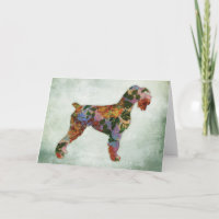 Schnauzer Dog Floral on Green