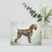 Schnauzer Dog Floral on Green Postkarte (Stehend Vorderseite)