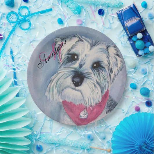 SCHNAUZER DOG FUN MONOGRAM PARTY PAPPTELLER (Party)
