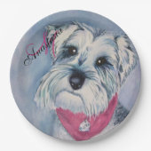 SCHNAUZER DOG FUN MONOGRAM PARTY PAPPTELLER (Vorderseite)