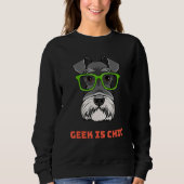 Schnauzer Dog Geek Portrait Smart Glasses Dog Nerd Sweatshirt (Vorderseite)