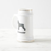 Schnauzer Dog Gelb & Blau Gitter Linien Bierglas (Vorderseite Links)