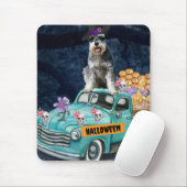 Schnauzer Dog Halloween Lkw Beängstigende Nacht Mousepad (Mit Mouse)