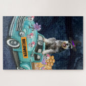 Schnauzer Dog Halloween Lkw Beängstigende Nacht Puzzle (Horizontal)