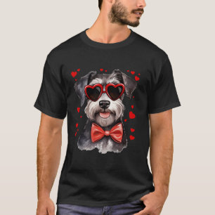 Schnauzer Dog Hearts Sunglasses Bow Krawatte Valen T-Shirt