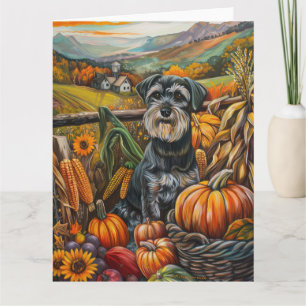 Schnauzer Dog Herbsternte Erntedank Karte