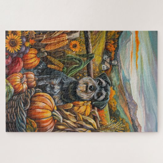 Schnauzer Dog Herbsternte Erntedank Puzzle (Horizontal)