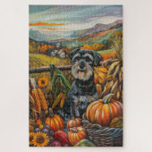 Schnauzer Dog Herbsternte Erntedank Puzzle (Vertikal)