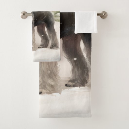 Schnauzer Dog im Schnee Weihnachten Badhandtuch Set (Insitu)