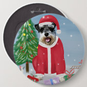 Schnauzer Dog im Schnee Weihnachten Button (Vorne & Hinten)