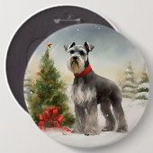 Schnauzer Dog im Schnee Weihnachten Button (Vorne & Hinten)