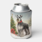 Schnauzer Dog im Schnee Weihnachten Dosenkühler (Kanne Vorderseite)