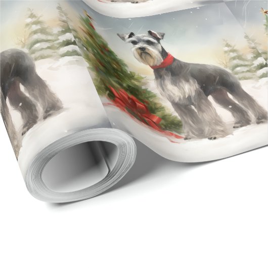 Schnauzer Dog im Schnee Weihnachten Geschenkpapier (Rolleneckpunkt)