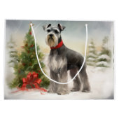 Schnauzer Dog im Schnee Weihnachten Große Geschenktüte (Rückseite)