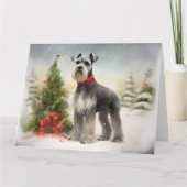 Schnauzer Dog im Schnee Weihnachten Karte (Vorderseite)