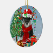 Schnauzer Dog im Schnee Weihnachten Keramik Ornament (Rechts)