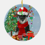 Schnauzer Dog im Schnee Weihnachten Keramik Ornament (Hinten)