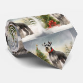 Schnauzer Dog im Schnee Weihnachten Krawatte (Gerollt)