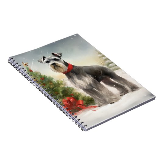 Schnauzer Dog im Schnee Weihnachten Notizblock (Rechte Seite)