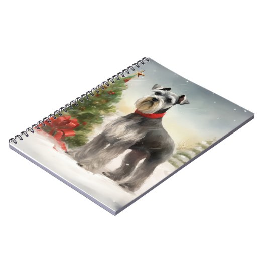 Schnauzer Dog im Schnee Weihnachten Notizblock (Linke Seite)