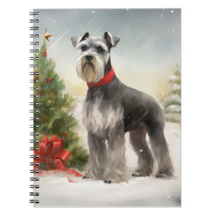 Schnauzer Dog im Schnee Weihnachten Notizblock