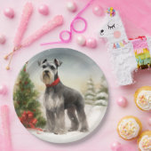 Schnauzer Dog im Schnee Weihnachten Pappteller (Party)