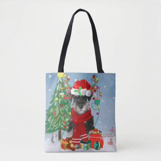 Schnauzer Dog im Schnee Weihnachten Tasche (Vorderseite)