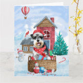 Schnauzer Dog im Schnee Weihnachtshundehaus Karte (Gelbe Blume)