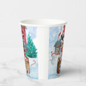 Schnauzer Dog im Schnee Weihnachtshundehaus Pappbecher (Rechts)