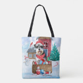 Schnauzer Dog im Schnee Weihnachtshundehaus Tasche (Rückseite)