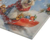 Schnauzer Dog in Sledge Lass es Schnee Weihnachten Schneidebrett (Ecke)