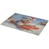 Schnauzer Dog in Sledge Lass es Schnee Weihnachten Schneidebrett (Ecke)