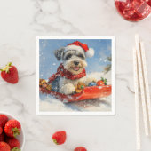 Schnauzer Dog in Sledge Lass es Schnee Weihnachten Serviette (Beispiel)