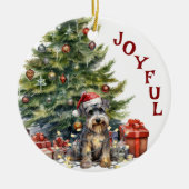 Schnauzer Dog in Weihnachtslicht Keramik Ornament (Vorne)