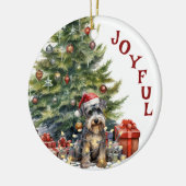 Schnauzer Dog in Weihnachtslicht Keramik Ornament (Links)