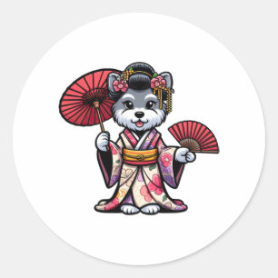 Schnauzer Dog Kimono Runder Aufkleber