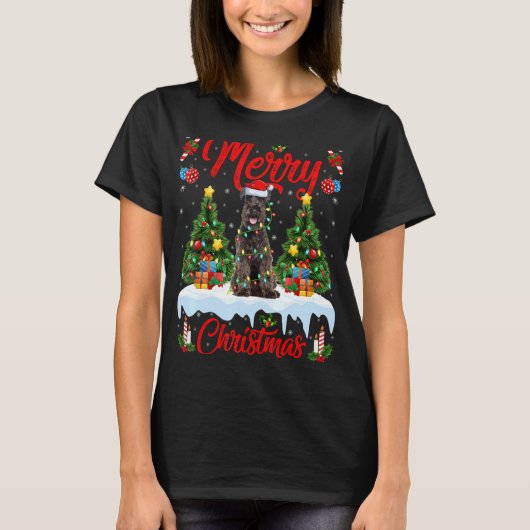 Schnauzer Dog Lights Xmas Tree Santa Schnauzer Chr T-Shirt (Vorderseite)