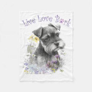 Schnauzer Dog Mama Floral Fleecedecke