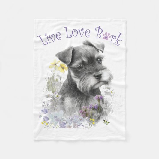 Schnauzer Dog Mama Floral Fleecedecke (Vorderseite)